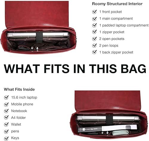 Miniatura 2 de ECOSUSI Maletín para mujer, de piel vegana, para el trabajo, bolso de hombro para computadora con lazo desmontable