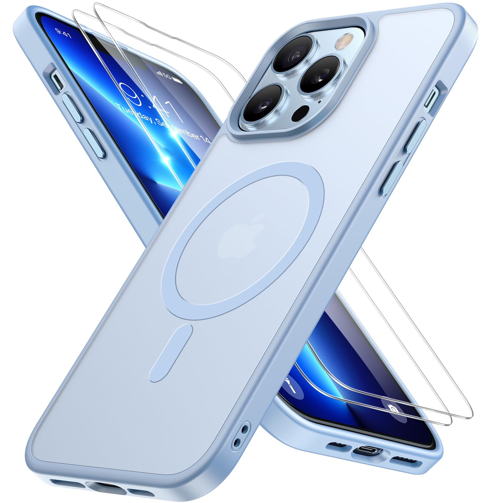 Miracase Magnetic for iPhone 13 Pro Max Case 6.7 inch (Compatible with MagSafe)（with 2X Screen Protectors） Military-Grade Protection, Anti-Fingerprint