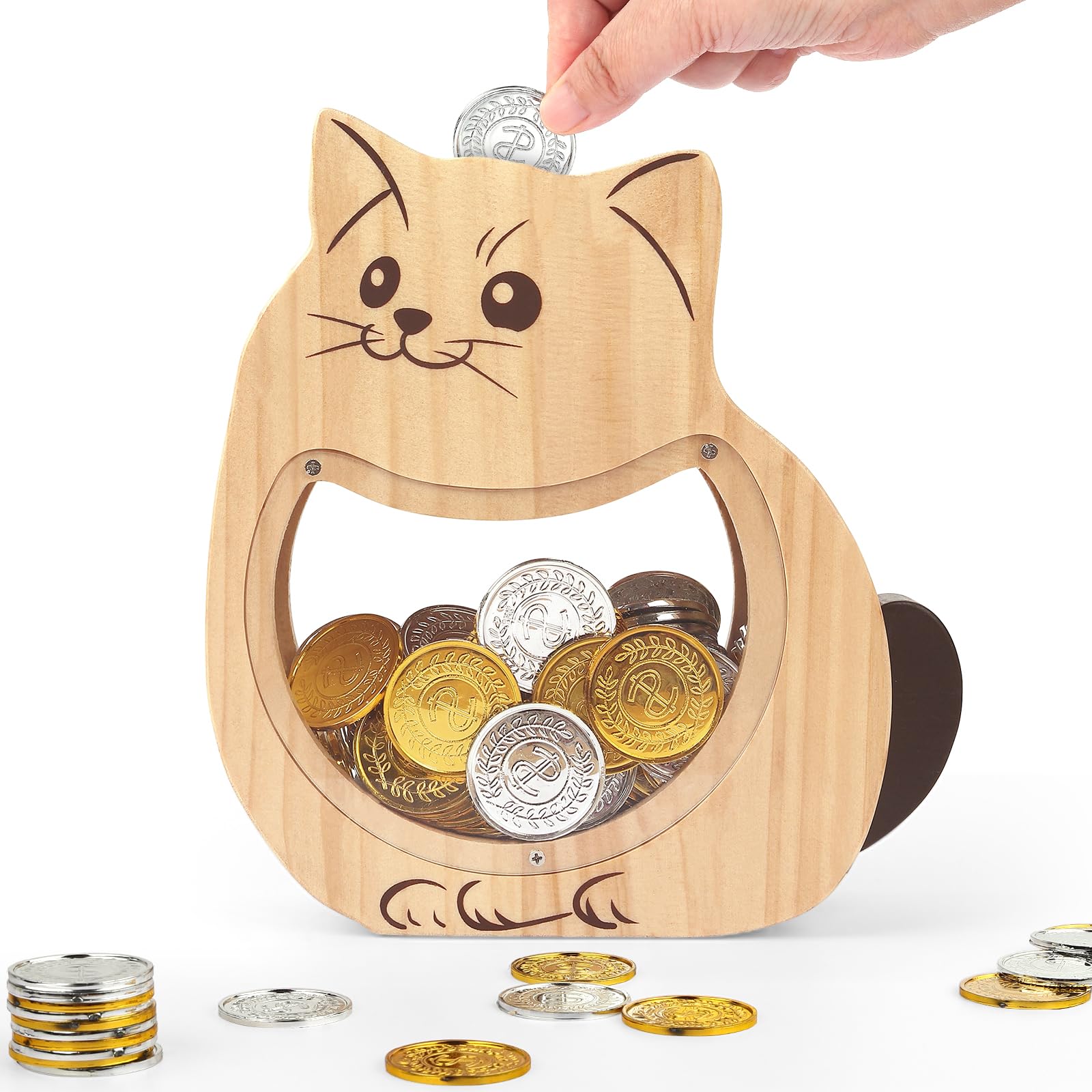 Houten Spaarpot met Naam en Zeediertjes Houten Spaarpot met Naam en Zeediertjes