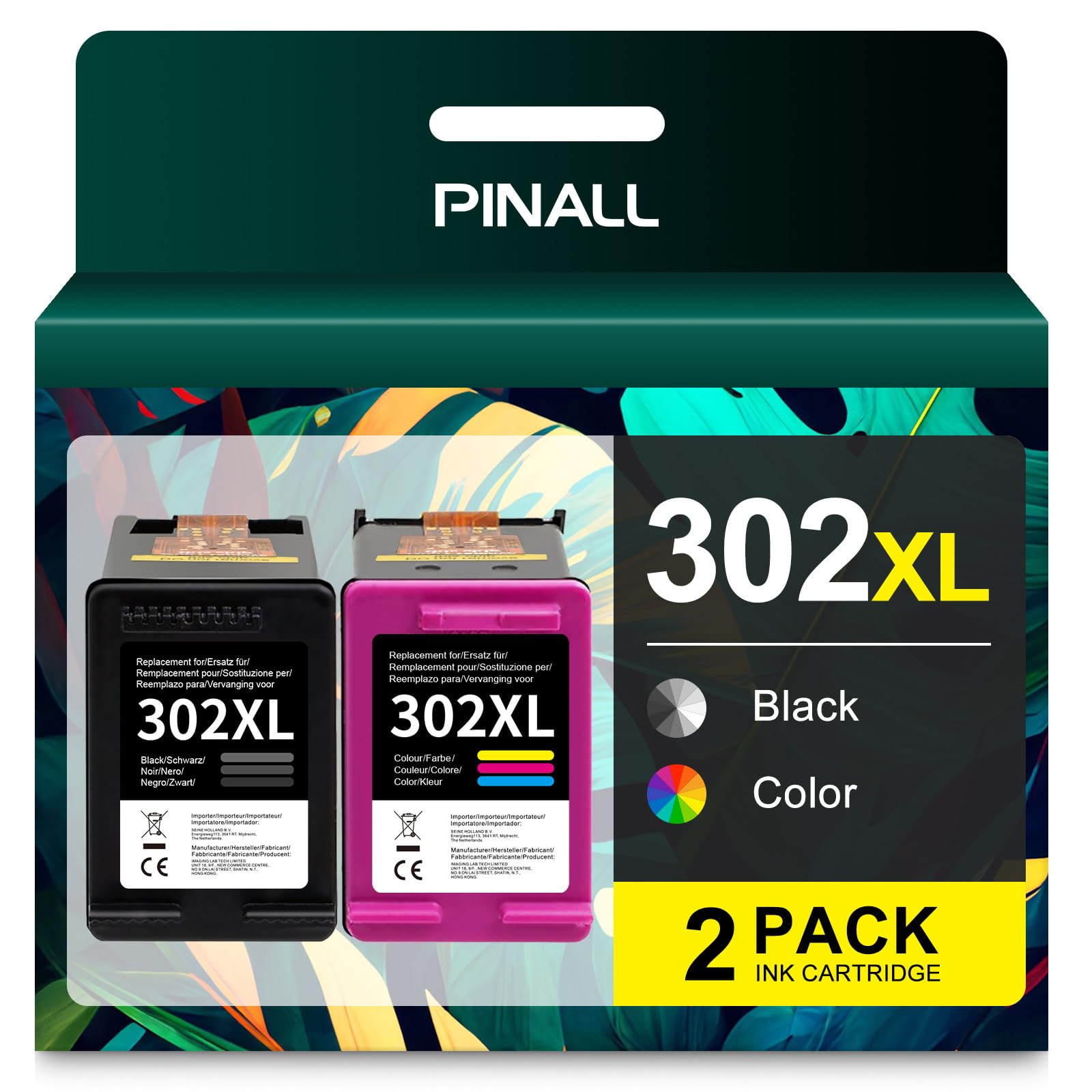 302XL Cartuchos Compatible para Tinta HP 302 para HP DeskJet 3639 3630 OfficeJet 3831 3830 5230 Envy 4525 4500 4520 Impresora (1 Negro / 1 Color)