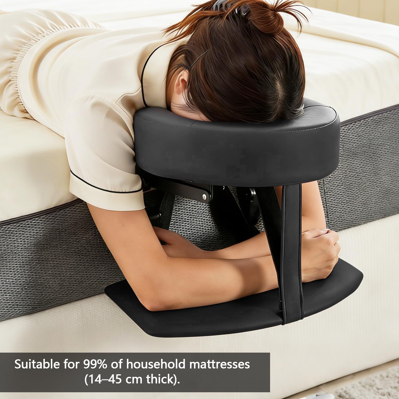 Reposacabezas Masaje Cama, Soporte Facial Ajustable con Cojín de Cara en U Ergonómico de Espuma con Memoria para Camilla Plegable