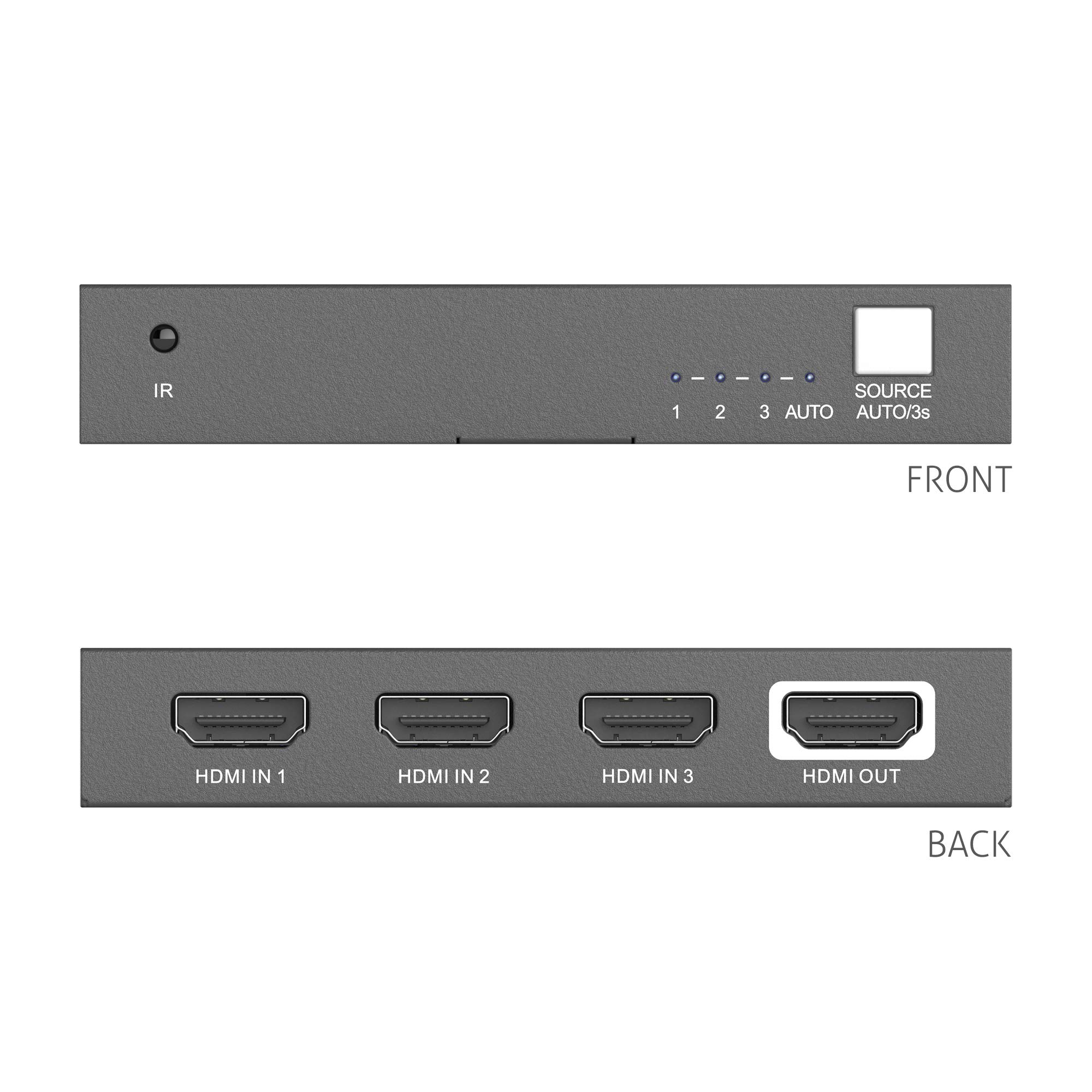SW-HD3A - 3x1, 4K 18Gbps HDMI Umschalter mit „Auto Sense“