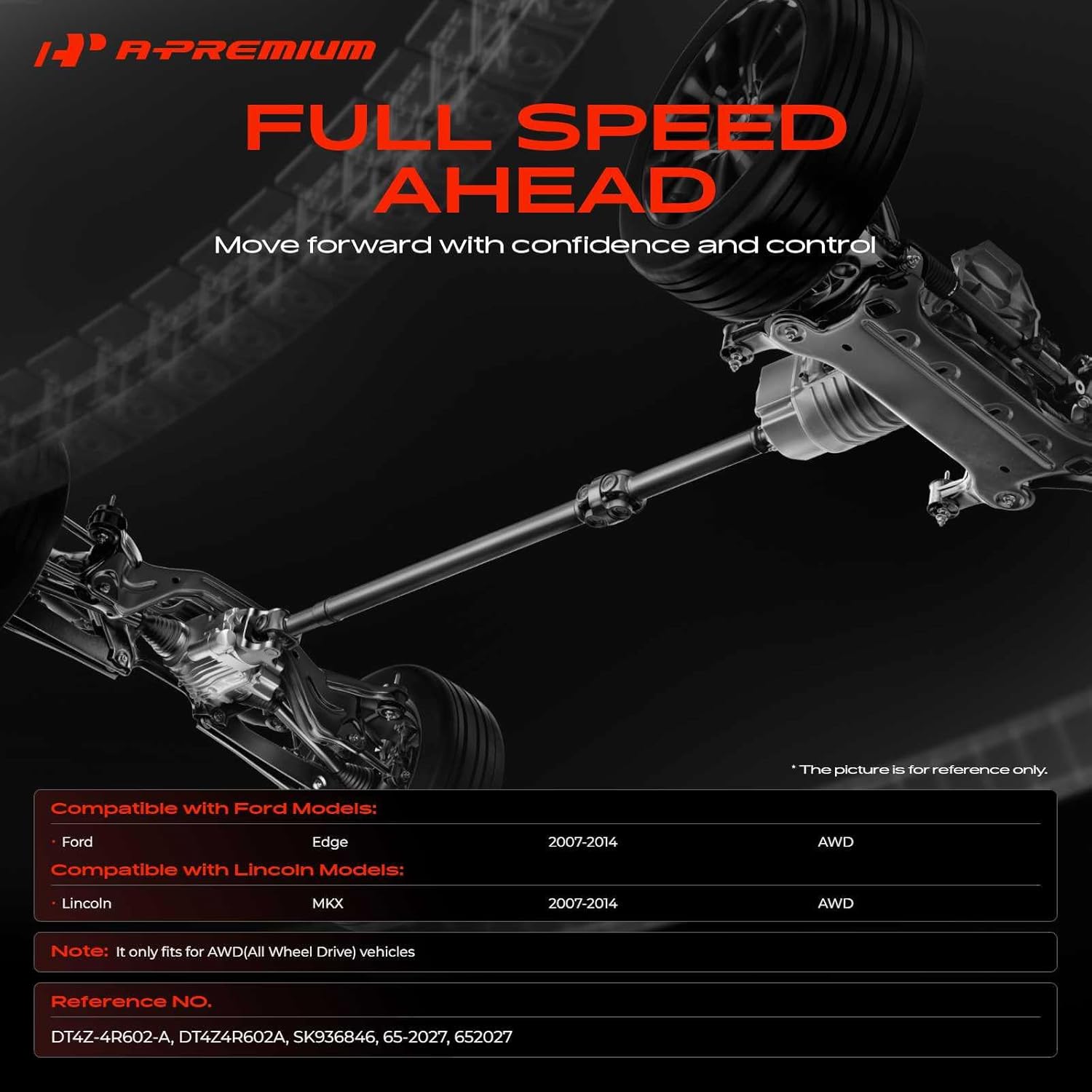 A-Premium 80.04"-81.81" Rear Complete Drive Shaft Driveshaft Assembly Compatible with Ford Edge & Lincoln MKX 2007-2014, [AWD 2.0L 3.5L 3.7L], Prop Shaft, Replace# DT4Z-4R602-A, 7T4Z4R602A, DT4Z4R602A