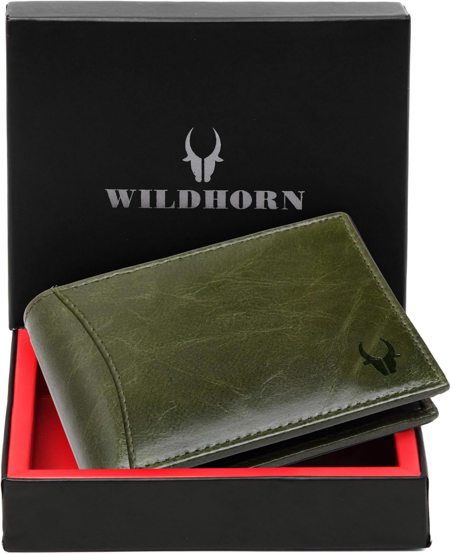 RFID Protected Leather Wallet for Men, Green