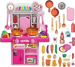 Cozinha Infantil Brinquedo Kit com Acessórios Completa Sai Água Luz e Som