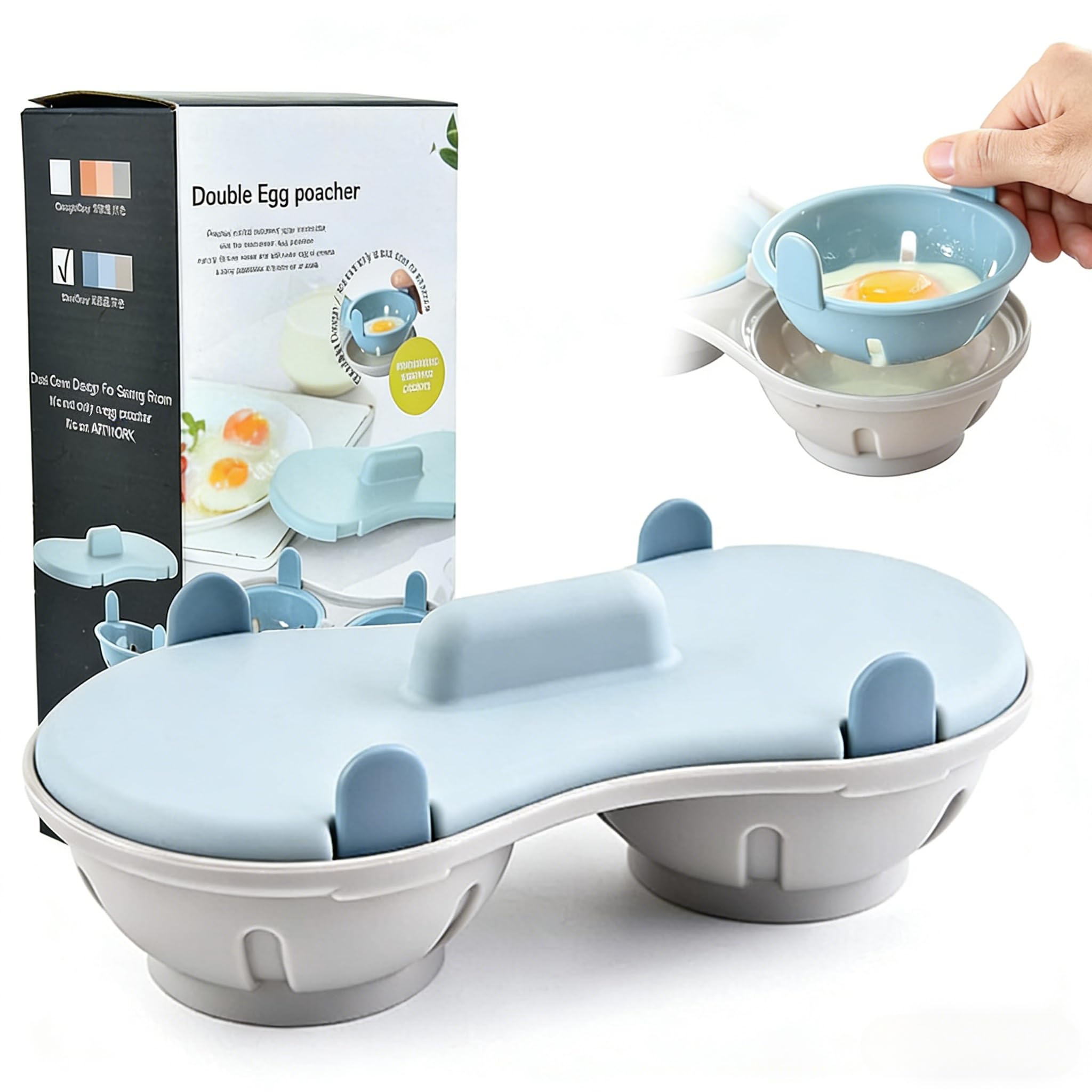 Egg Poacher, Microwave Egg Poacher, Silicone Egg Poachers for Kitchen Cooking Gadgets (Blue)