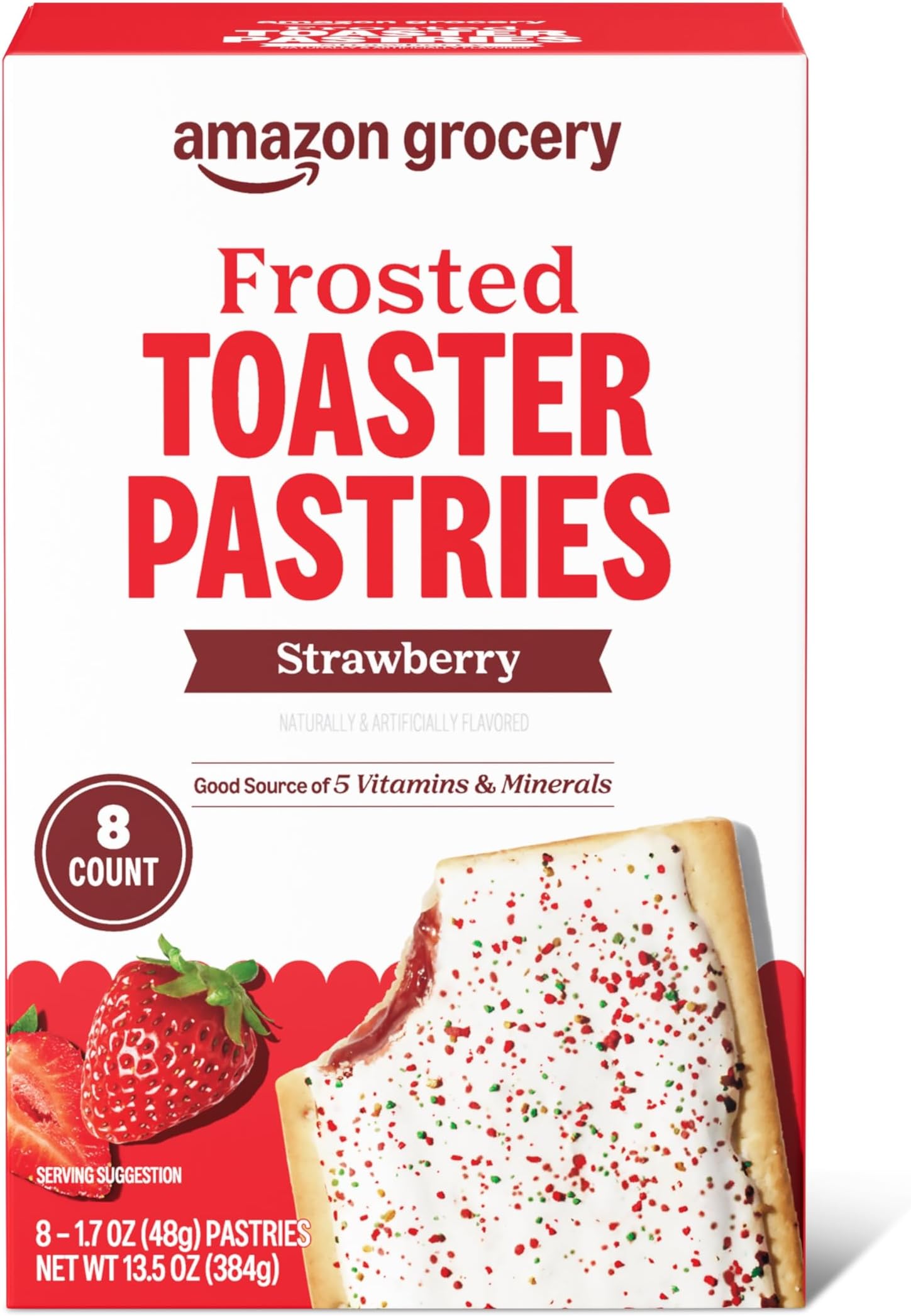 Amazon Grocery, Frosted Toaster Pastries, Strawberry, 13.5 Oz, 8 Ct