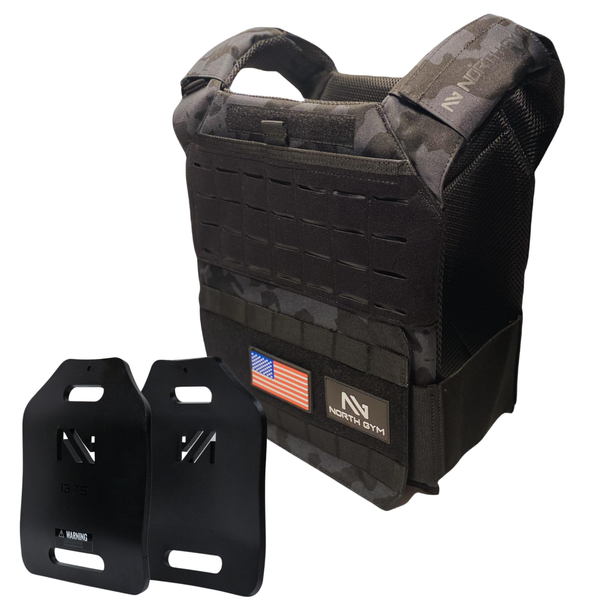 Northgym Adjustable Weighted Vest/Incl. 3D Weight Plates in 14lbs / 20lbs/ 30lbs/ 42.5lbs - Optimized Weight Distribution and with Curved Plates for
