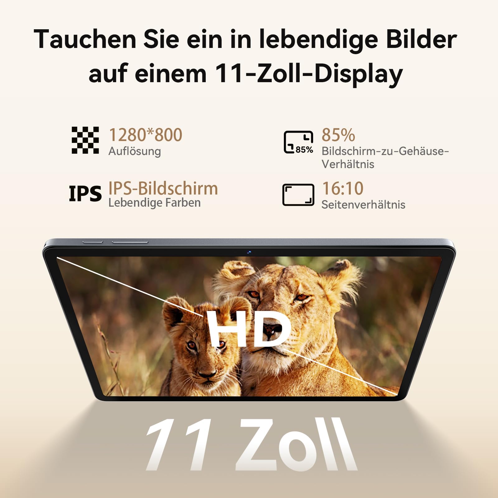 11 Zoll Tablet, Android 16 Tablet With 20GB RAM+128GB ROM (1TB Expandable), Octa-Core, 90 Hz IPS Incell Display, 8800mAh, 13MP+8MP Kamera, 5G Wifi, BT5.0, Gemini AI-Tablet mit Tastatur und Maus, Grau