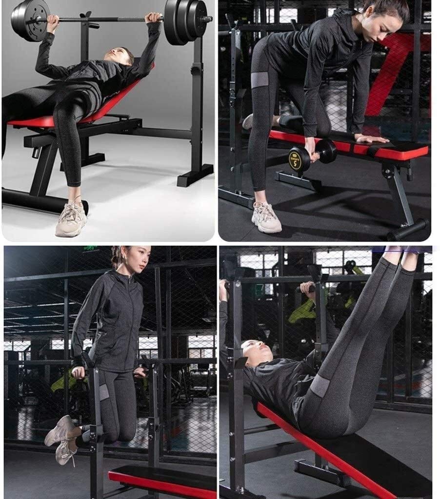 ERoomQ Household Barbell Rack Squat Rack Foldable Bench Press Stool, Adjustable Weight Bench, Multifunctional Fitness Equipment, Bench Press Rack