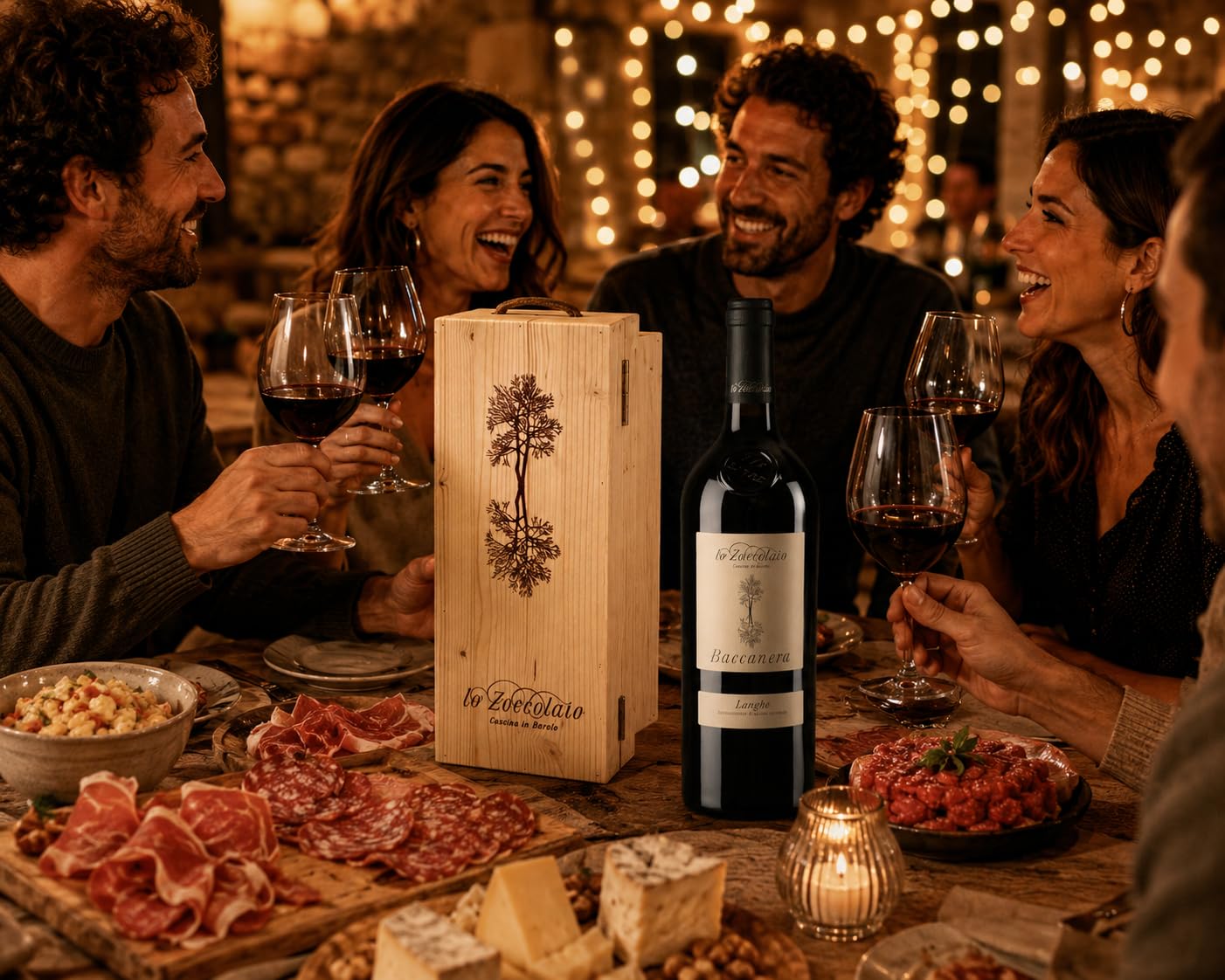 Lo Zoccolaio Langhe Rosso DOC Baccanera en Estuche de Madera - Vino Tinto Italiano - 1 Botella X 1500ml