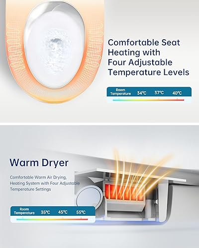 Miniatura 3 de DMXINM Inodoro inteligente moderno de lujo con bidé integrado, inodoro inteligente alargado de una pieza con asiento de inodoro automático, inodoro