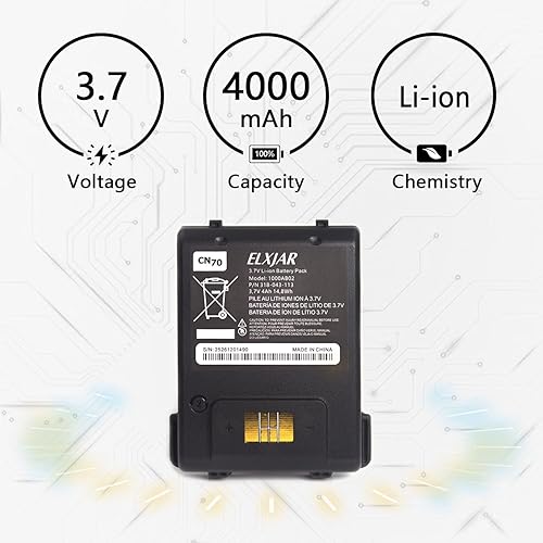 Miniatura 3 de Paquete de 2 baterías de iones de litio de 3.7 V 4000 mAh de repuesto para escáneres Intermec CN70 CN70e 1000AB01 318-043-002 318-043-012 318-043-022