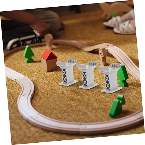 Miniatura 6 de Toyvian 6 unids tren Pier Track Toy Accessories Toy Train Bridge Tren Accesorios de juguete Tren Vía ferroviaria Soportes Tren Bloques de Soporte