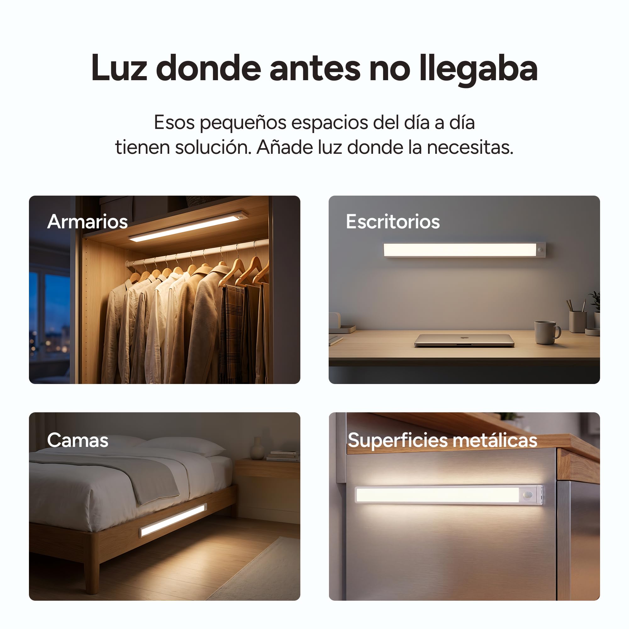 TIRA ILUMINACION LED CON SENSOR KSIX BATERIA 60CM BLANCO