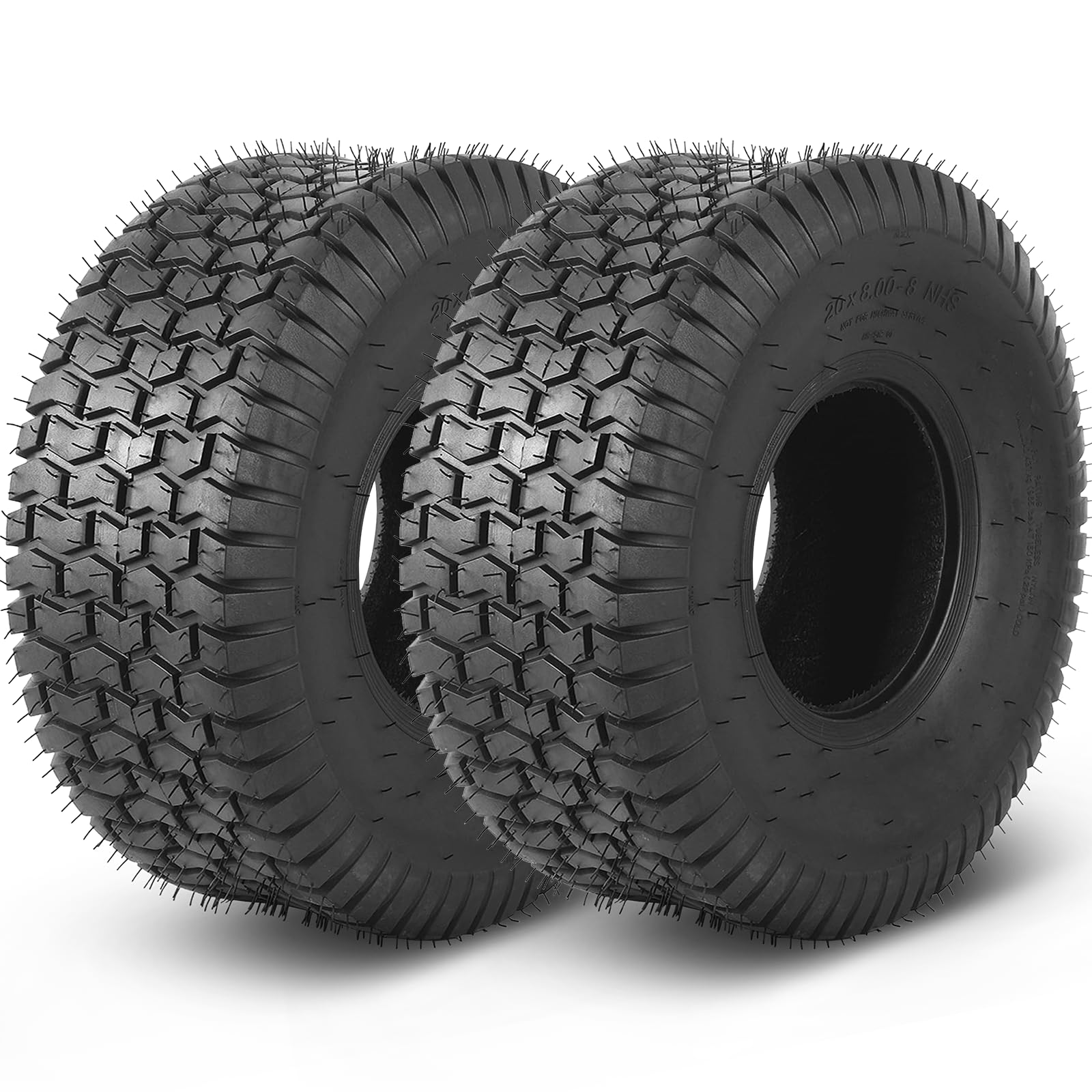 AR-PRO (2 Pack) 20x8.00-8 Lawn Mower Turf Tires, Tubeless, No Rims