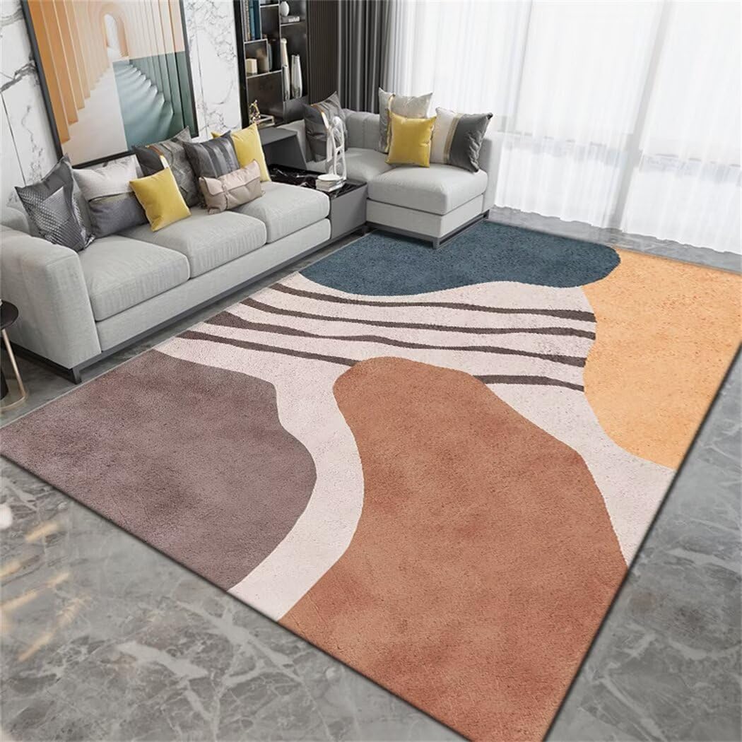 Tapis enfant 140x200cm brun lavable pour chambre et salon moderne