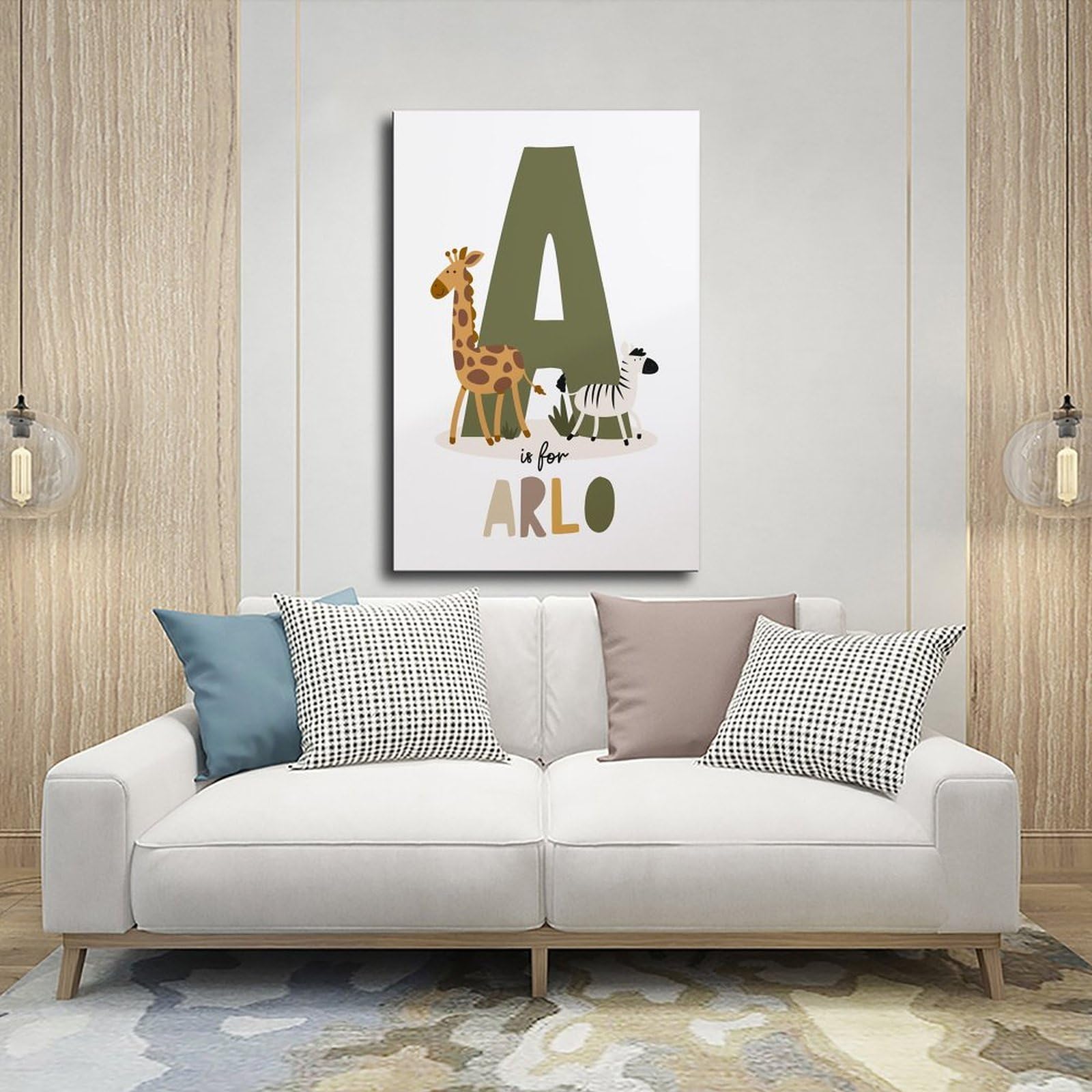 Poster sur toile avec thèmes éducatifs de l'alphabet de A à Z (12) - Décoration murale pour salon, chambre à coucher - 40 x 60 cm