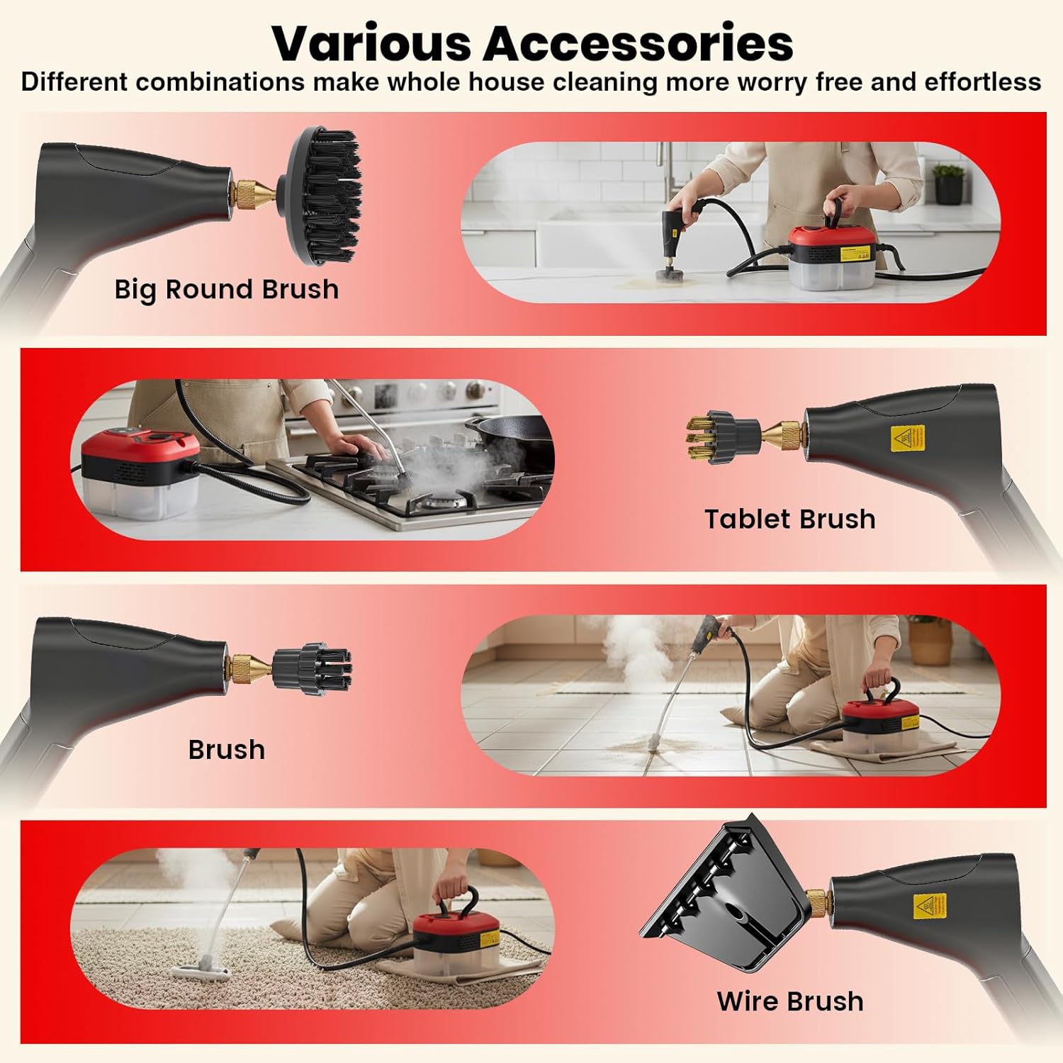 Saker Handheld Steam Cleaner for Home,6-Level Adjustable Steamer for Cleaning,Portable Steam Cleaner,Portable Steamer for Cleaning with 1200ML Water Tank,Suitable for Kitchen,Bathroom,Living Room