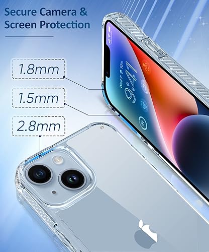 Miniatura 6 de MIODIK Funda compatible con iPhone 15 Plus con 2 protectores de pantalla + 2 protectores de lente de cámara, no amarillenta funda transparente con