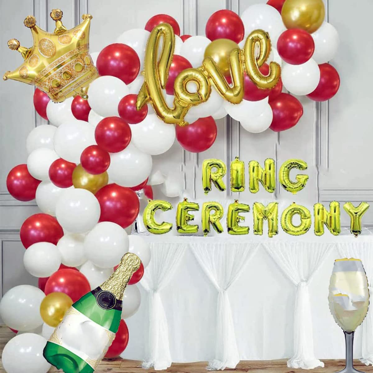 Hemito 63 Pc Gold Ring Ceremony Foil Balloon with Crown Foil Bottle and Foil Glass | Ring ceremony decorations item for Groom| Ring ceremony decoration balloons (B09Z2CMTZK) Amazon Price History, Amazon Price Tracker