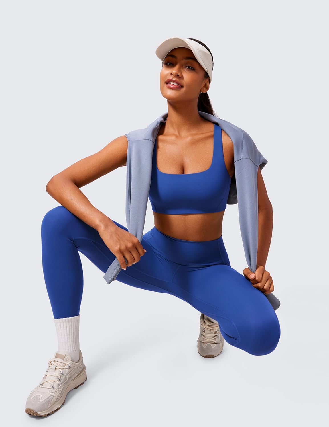 CRZ YOGA Butterlift Double Lined Square Neck Sports Bras for Women - Wireless V-Shaped Racerback Workout Yoga Top Non Padded - Image 4