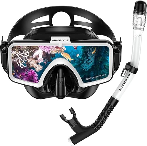 Snorkeling Gear for Adults, Snorkel Mask Set Scuba Diving Mask Dry Snorkel Swimming Glasses Swim Dive Mask, 180 Degree Snorkel Mask Anti-Leak, and