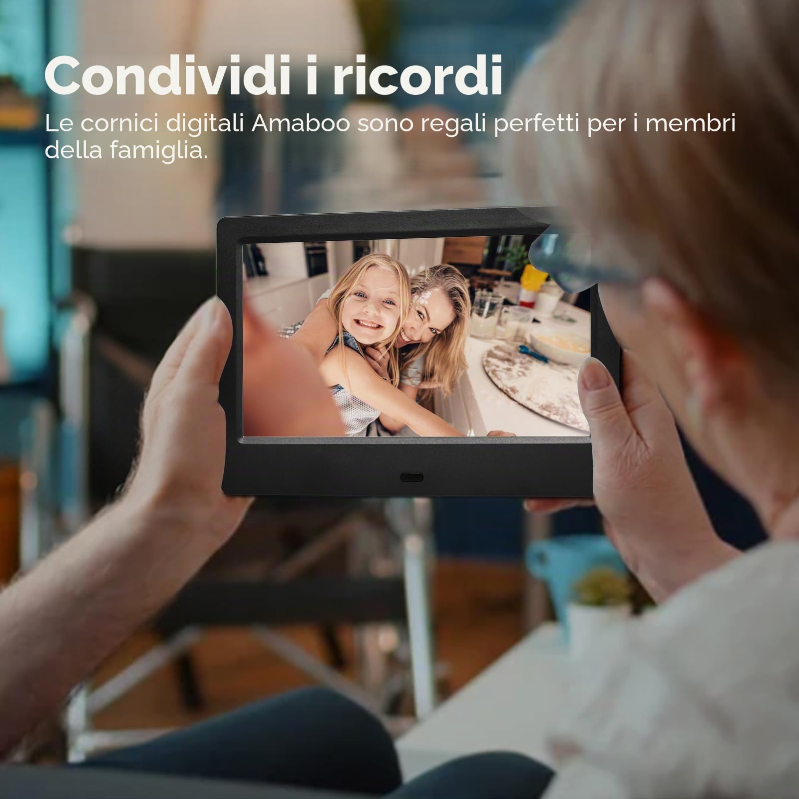 7 Pollici cornice digitale,cornice digitale foto schermo IPS,Slideshow elettronico a parete con riproduzione di foto/video/musica tramite USB o SD