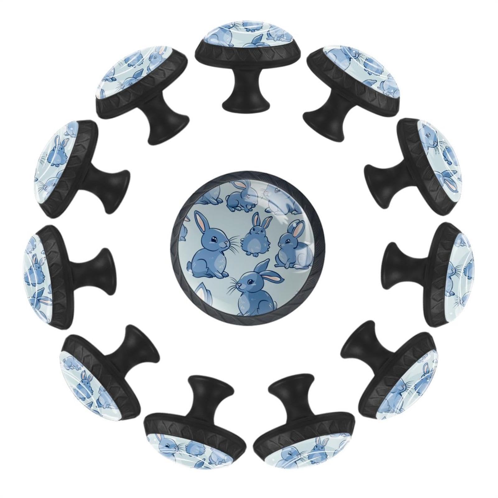 Lot de 12 boutons ronds lapin pour placard de cuisine et commode