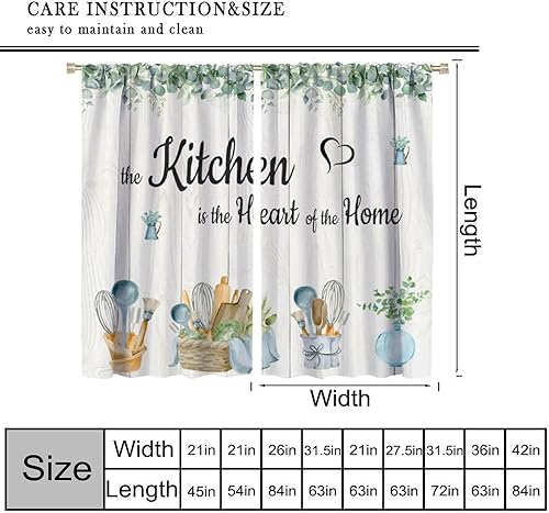 Miniatura 2 de Cortinas rústicas de cocina de granja, hojas verdes florales de primavera, cortinas retro de tablones de madera campestre para dormitorio, comedor,