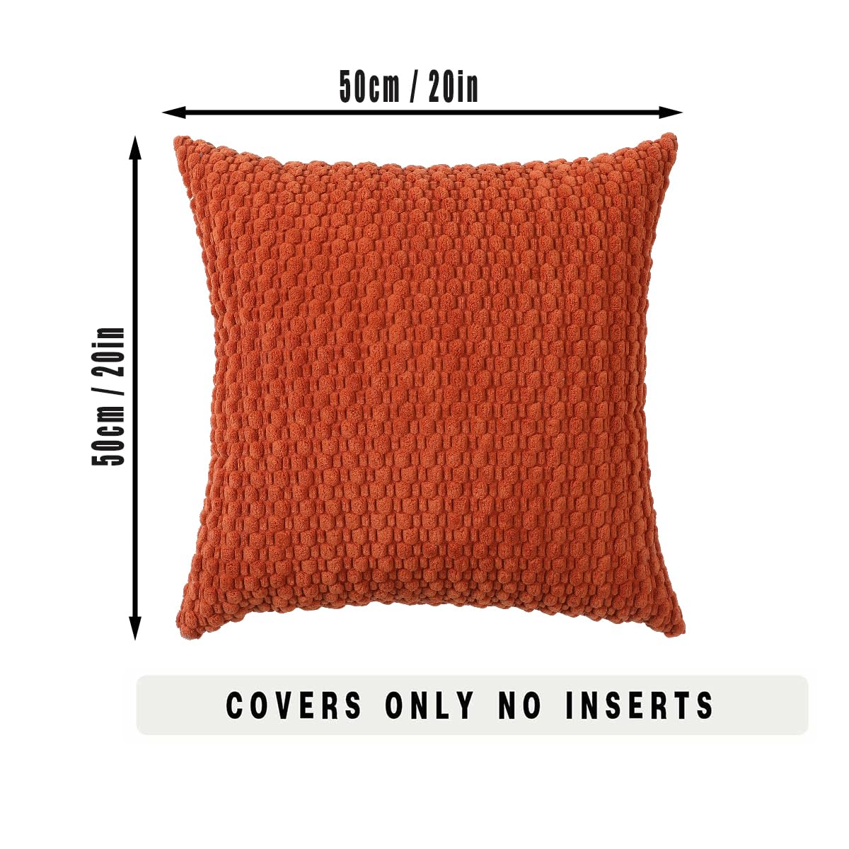 Tennove Cushion Covers 50x50cm Decorative Modern Rust Pillow Cases Pack of 2 Corduroy Boho Soft Throw Pillow Covers Square Pillowcases for Sofa Living Room Bed Home Decor - Image 2