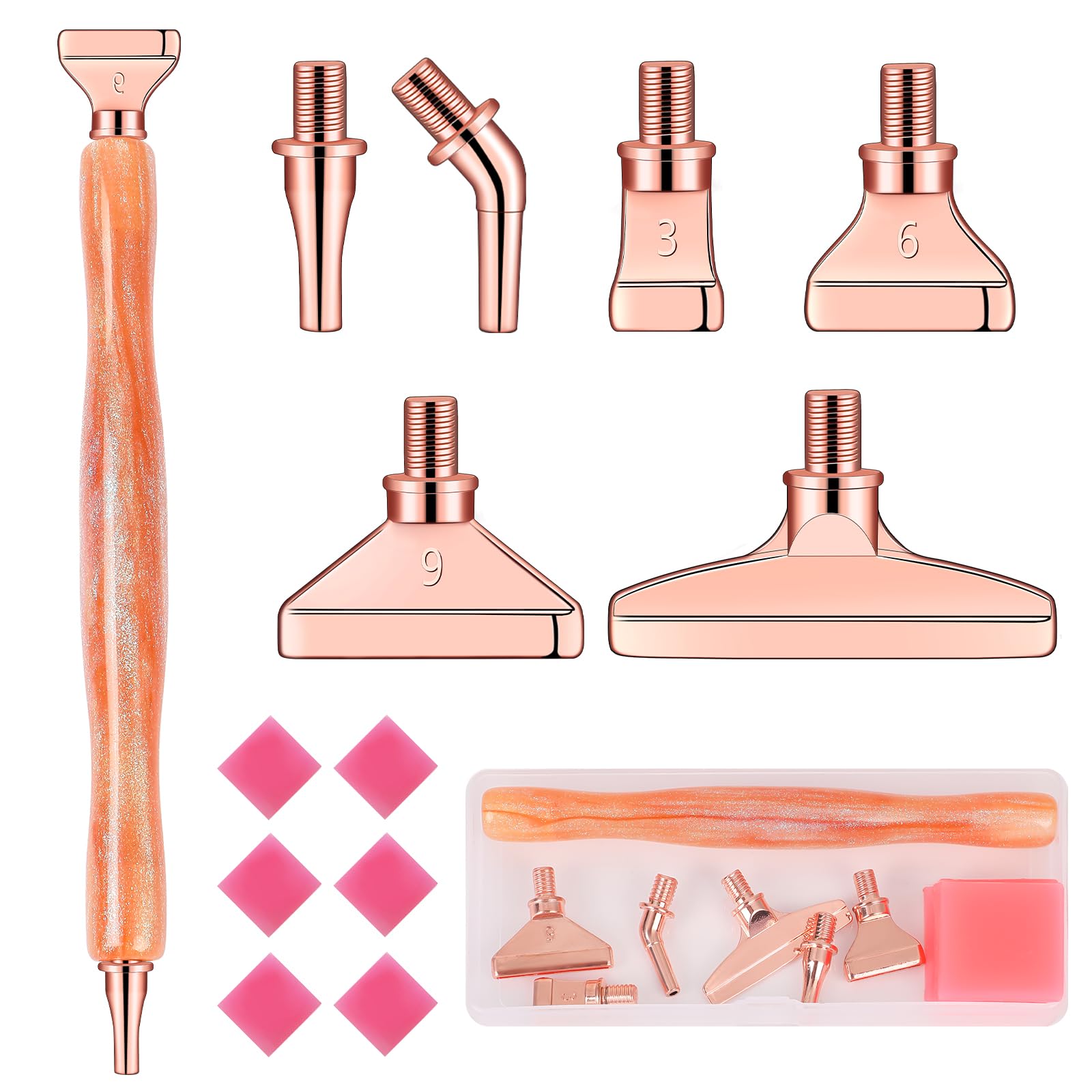 papasgix 14Pcs DIAMOND PAINTING Pens Kits, Glitter Diamond Art Metal Drill Pen Tips with Multi Replacement Pen Heads