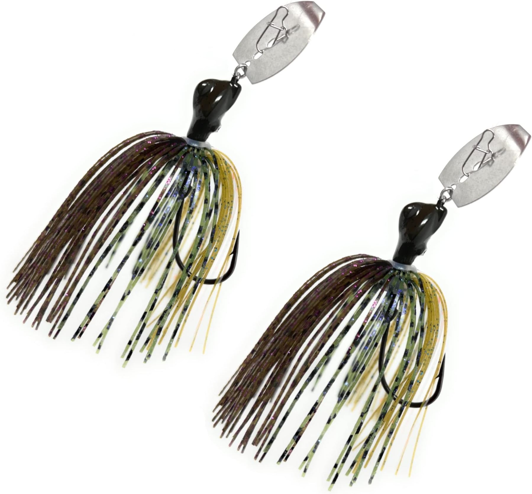 Reaction TackleTungsten Breaker Blade Jig Heads for Fishing - 2 Pack of Fishing Jigs for Large and Smallmouth Bass, Trout, Walleye - with Bladed Head to Make a Chatter Sound -Vibrating Spinner Bait