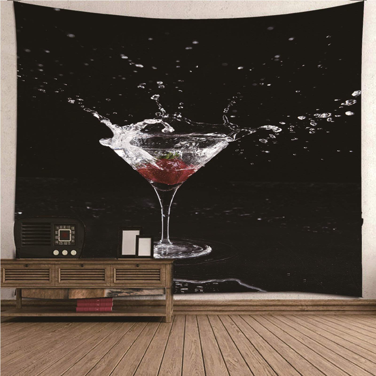 Tapiz de pared para salón en poliéster duradero KnSam, blanco y negro, 150 x 130 cm