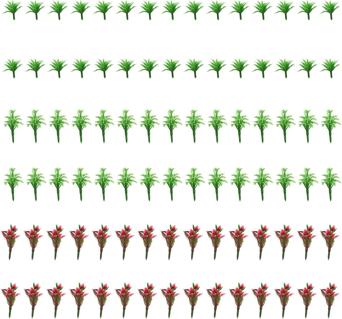 ZYAMY 90PCS Plastic Miniature Model Trees Plants Green Shrub Models for Sand Tables Trains Railway Scenery Accents DIY Dollhouses Fairy Tale Gardens Cake Top Decorations