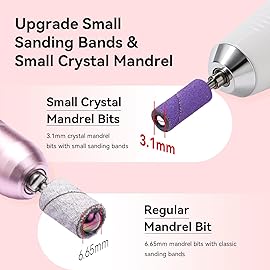 Makartt Nail Drill Bits Sanding Bands - for Nail Drill 100 Pcs 4 Color Coarse Fine 80/120/180/240 Grit File Small Sanding Band with 3.1mm Mini Mandrel Nail Bit Set for Acrylic Nails Gel