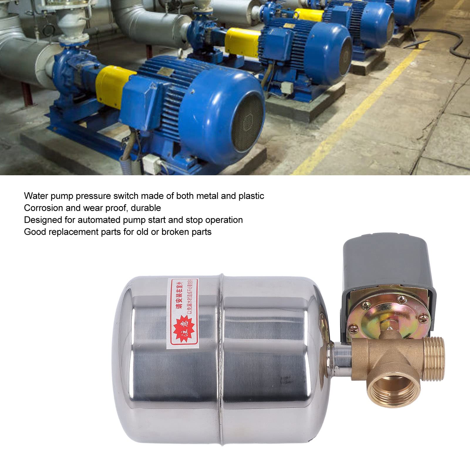 Kit de Tanque de Presión de Acero Inoxidable con Interruptor de Control de Presión de Bomba de Agua para Uso Doméstico