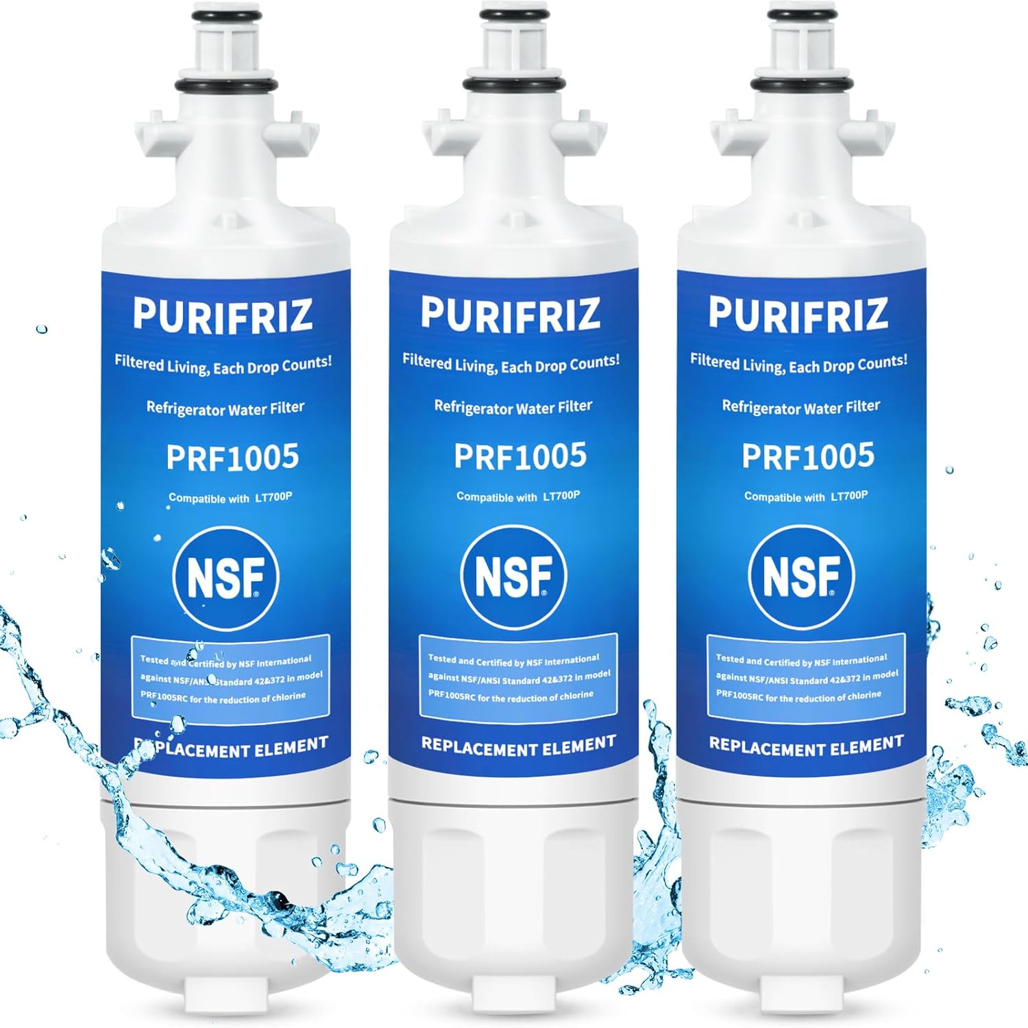 PURIFRIZ 3 Pack ADQ36006101 Refrigerator Water Filter