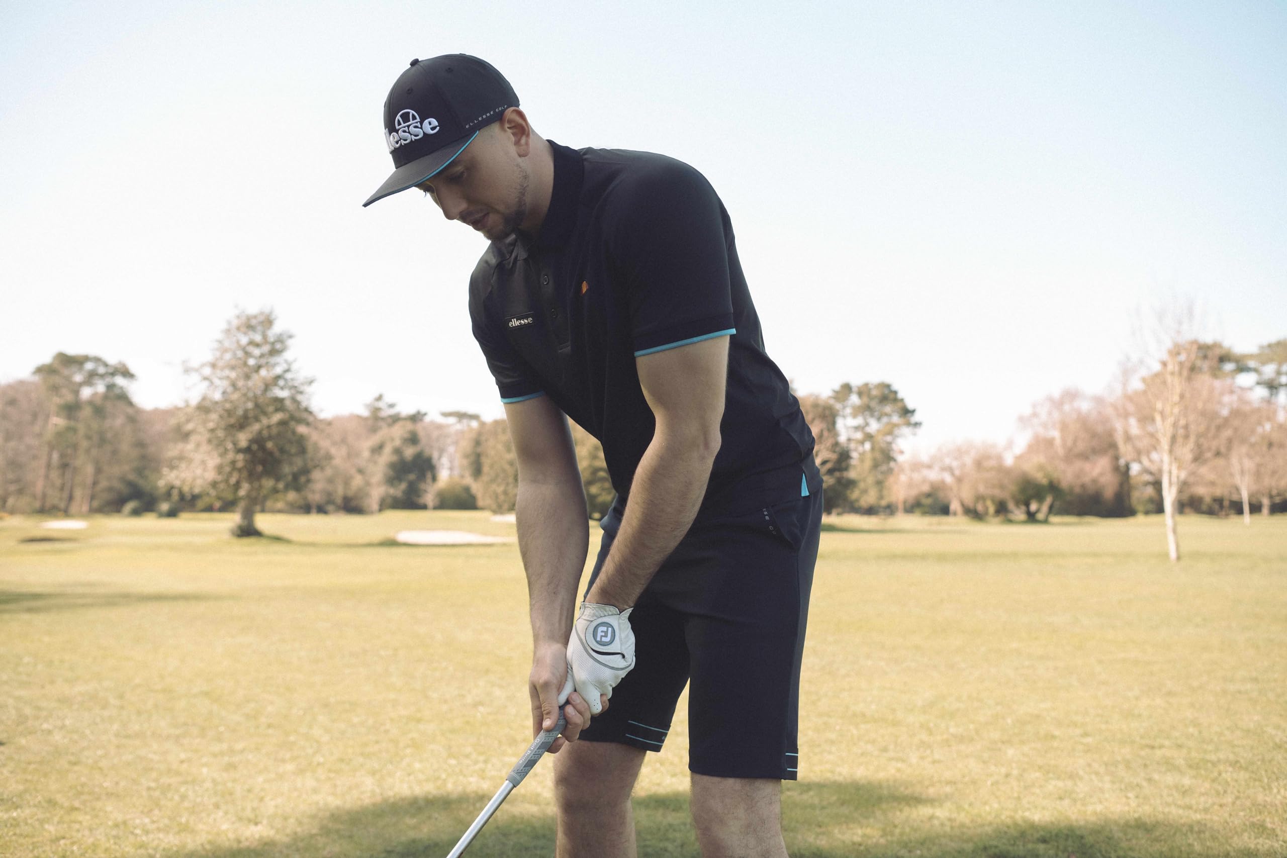 ELLESSE Fabbri męskie spodenki golfowe Regular Fit, Czarny/niebieski, 32W