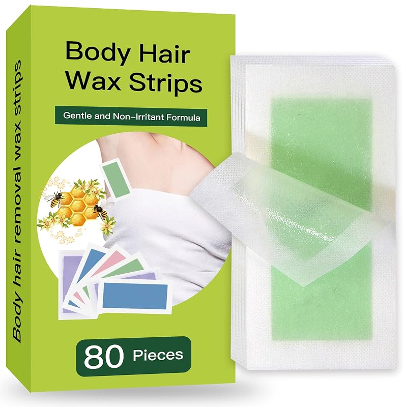 Tiras de cera BXQJRJ para depilação facial e corporal, 80 tiras e 20 lenços com óleo