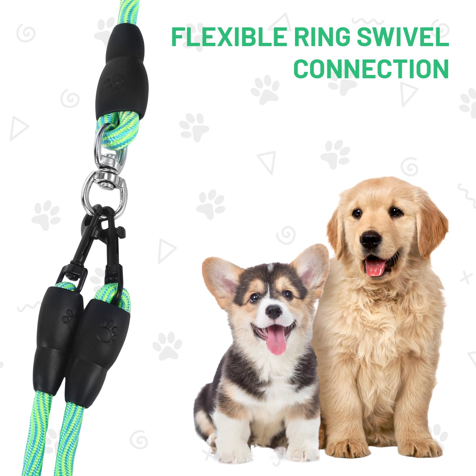1 Pack Double Dog Lead, Double Ended Lead for Dogs Dog Leads for Small Puppies for Walking 2 Dogs No Tangle - Image 3