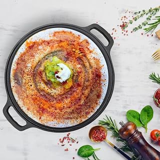 Pre-Seasoned Cast Iron Tawa for Dosa/Chapathi/Roti 29 cm, 2.5kg Gas & Induction Stove-Friendly Non-Stick, Pre-Seasoned Tawa, Long Lasting & Toxin-Free, No Chemical Coating, Black-AK