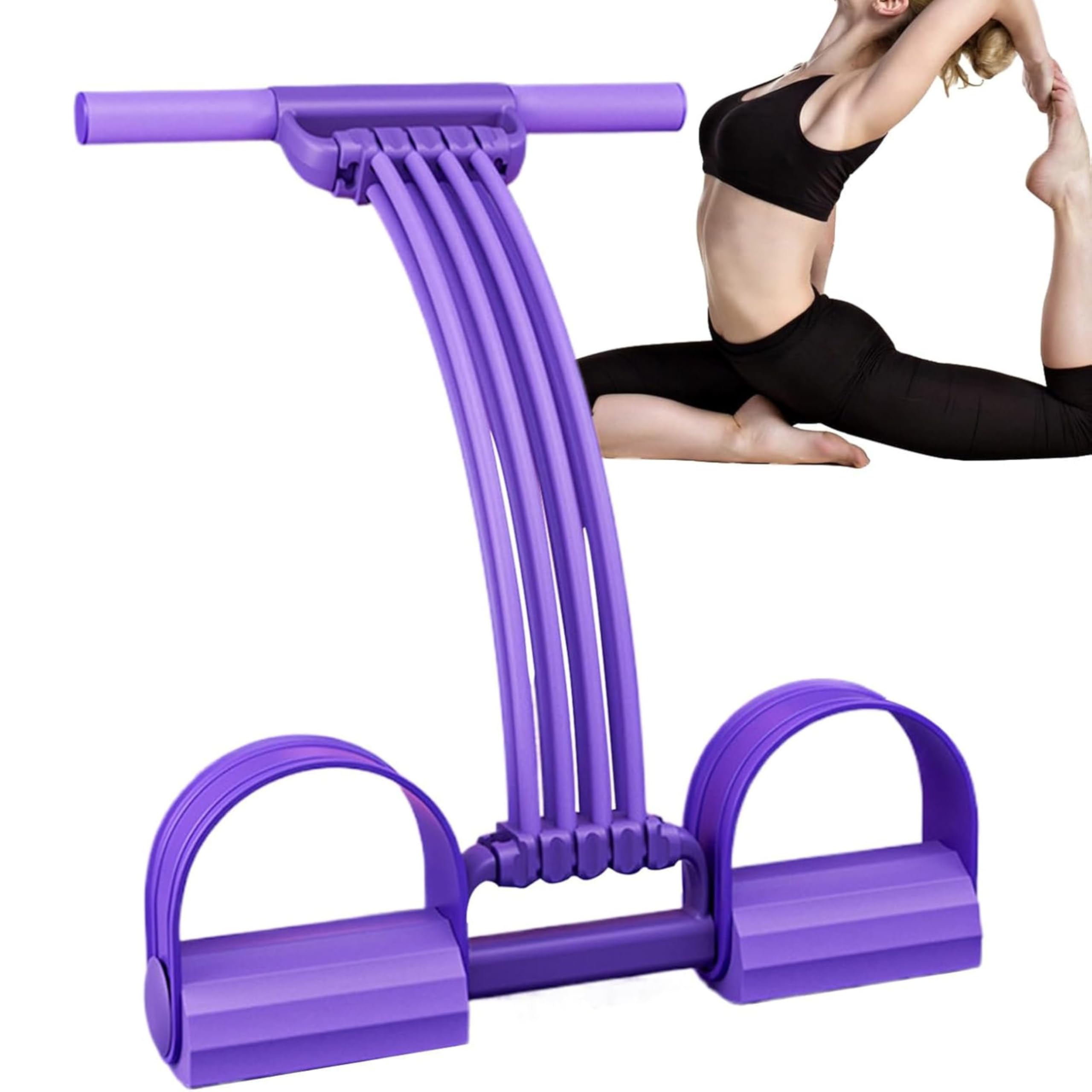 Pedal Resistance Bands with Handles, 6-Tube Exercise Resistance Bands, 3-in-1 Fitness Stretching Band for Yoga, Pilates, Home Workout, Abdomen, Waist, Arms, Legs & Full Body Training