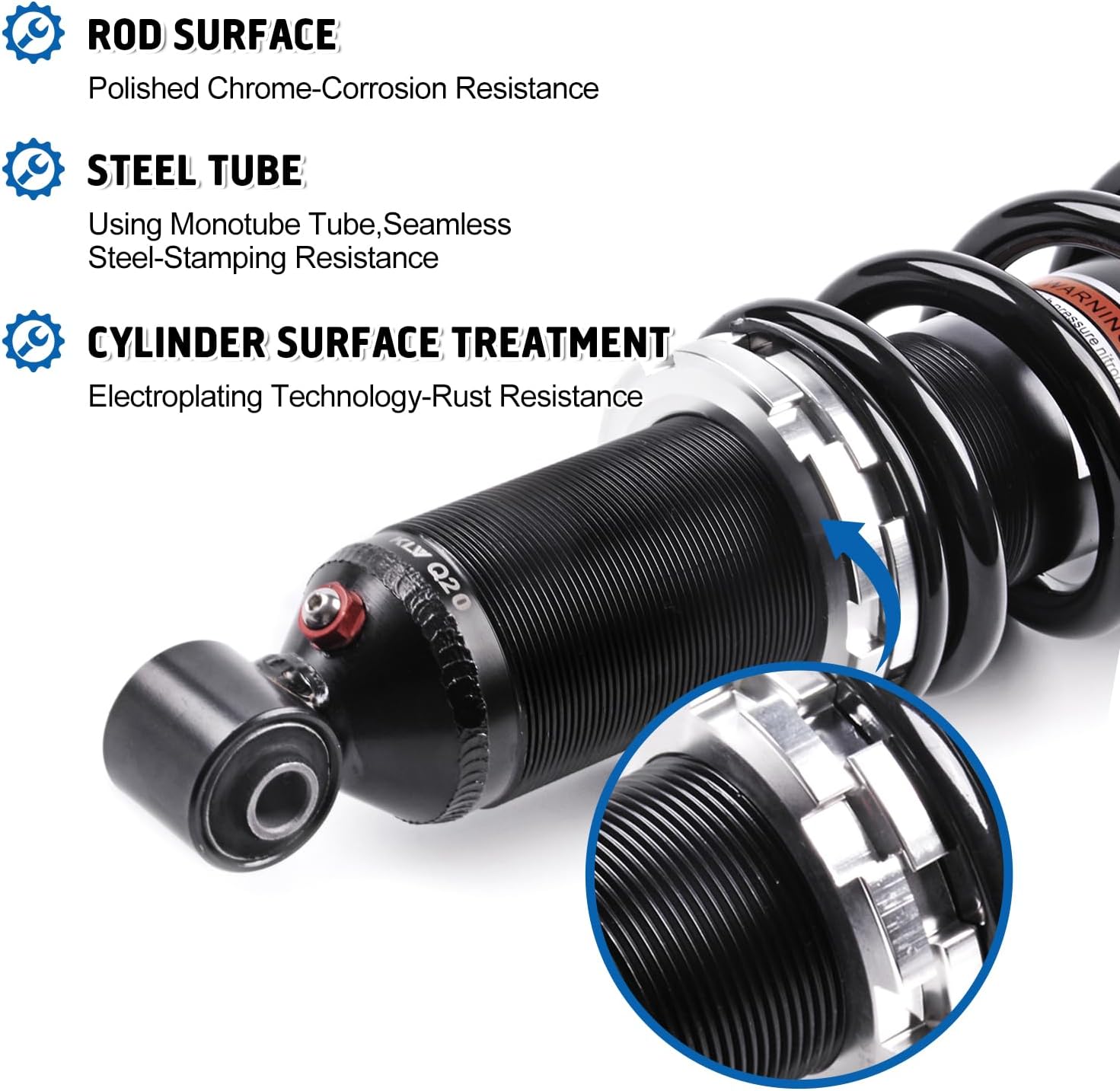 KLV Rear Left/Right Monotube Shocks Absorber Compatible with 2001-2014 Hon da Rubicon 500 TRX 500 FA500 GPScape TRX 500 FGA Rear Shocks ATV ‎52400-HN2-003 52400-HN2-A22 2 pcs