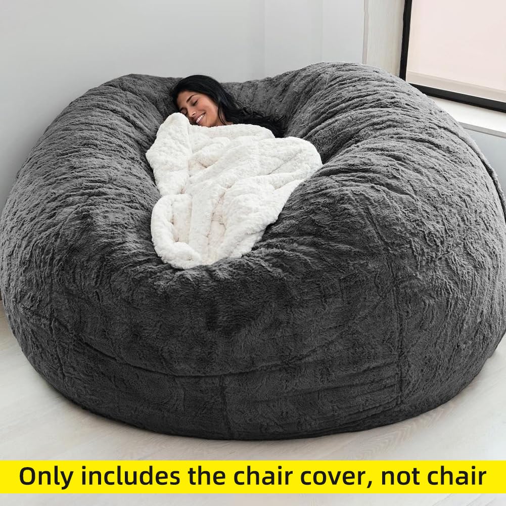 Bean Bag Chair Cover,Startseite Schwamm Bett Sitzsack Stuhlbezug Schonbezug Doppelschlafzimmer Balkon Große Couch Runder weicher flauschiger Bezug Keine Füllungen Nur Bezug