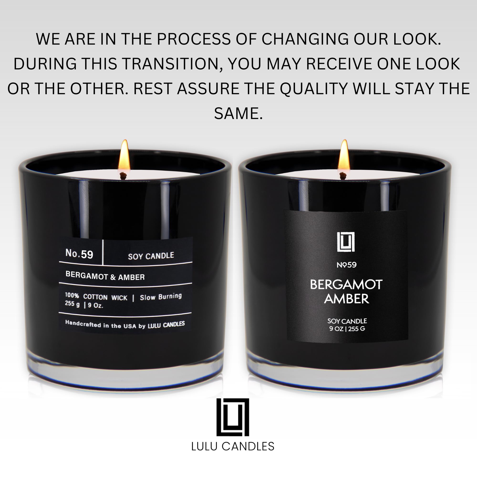 Lulu Candles | Bergamotka i bursztyn | Pachnie cytrusami i piżmem | Luksusowa świeca zapachowa w słoiku sojowym | ręcznie nalewana w USA | wysoce pachnąca długotrwała (255 g)