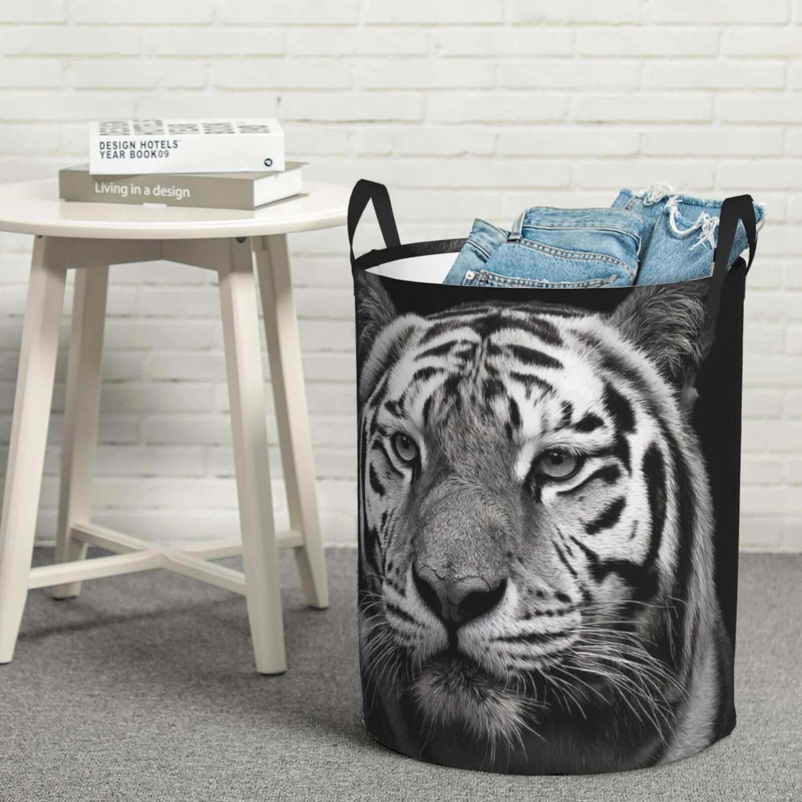 Wäschekorb Schwarzer Und Weißer Tiger Wäschebehälter 50X40Cm