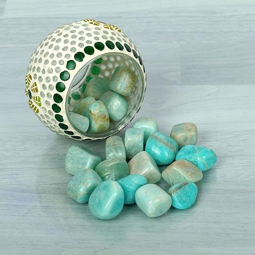 Miniatura 5 de Cristales curativos de amazonita, piedras y cristales caídos a granel, crisocolla, juego de cristales, suministros de reiki, decoración de