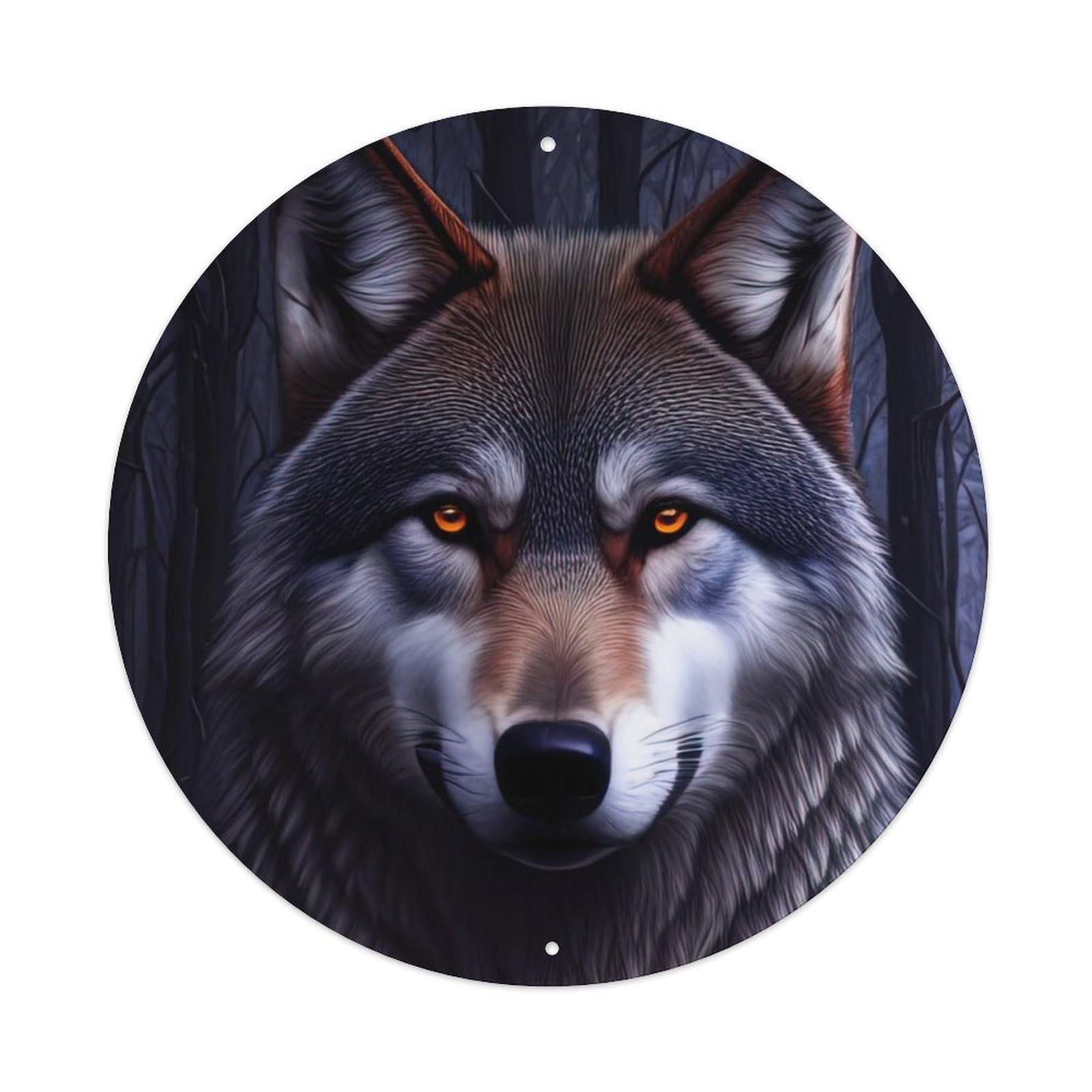 Animal Artwork Wolf Hiding in The Forest Vintage Metal Tin Sign Plaque Wall Decor for Cafe, Club Bar, Office, Garden Metal Poster 8x8Inch