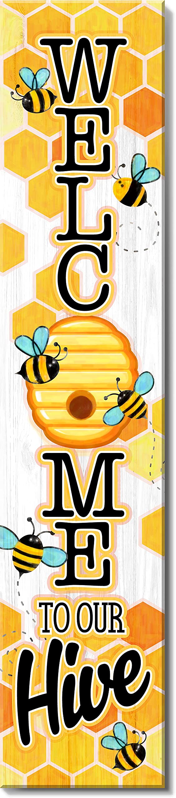 Spoontiques Sayings Porch Sign Schild für die Veranda, Willkommen bei unserem Bienenstock, 8" W x 40" T